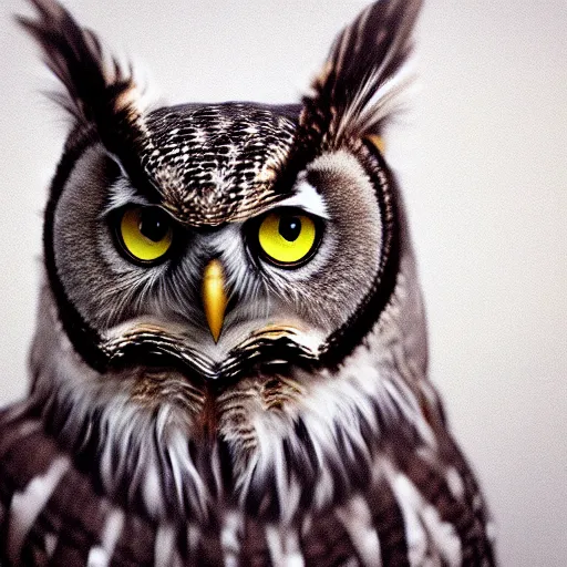 Prompt: a owl - cat - hybrid, animal photography