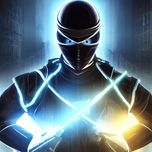 Image similar to cyber ninja highly detailed, dramatic lighting, cinematic, 4k