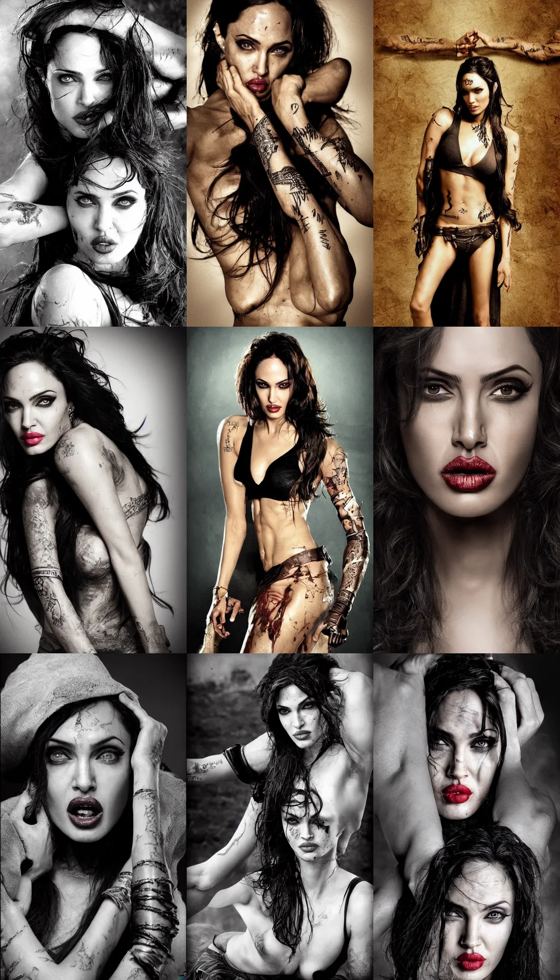 Prompt: photo, fighting, mythic wraith, action, provocative indian, nose of Angelina Jolie, lips of Megan Fox, award winning photography by Leonardo Espina