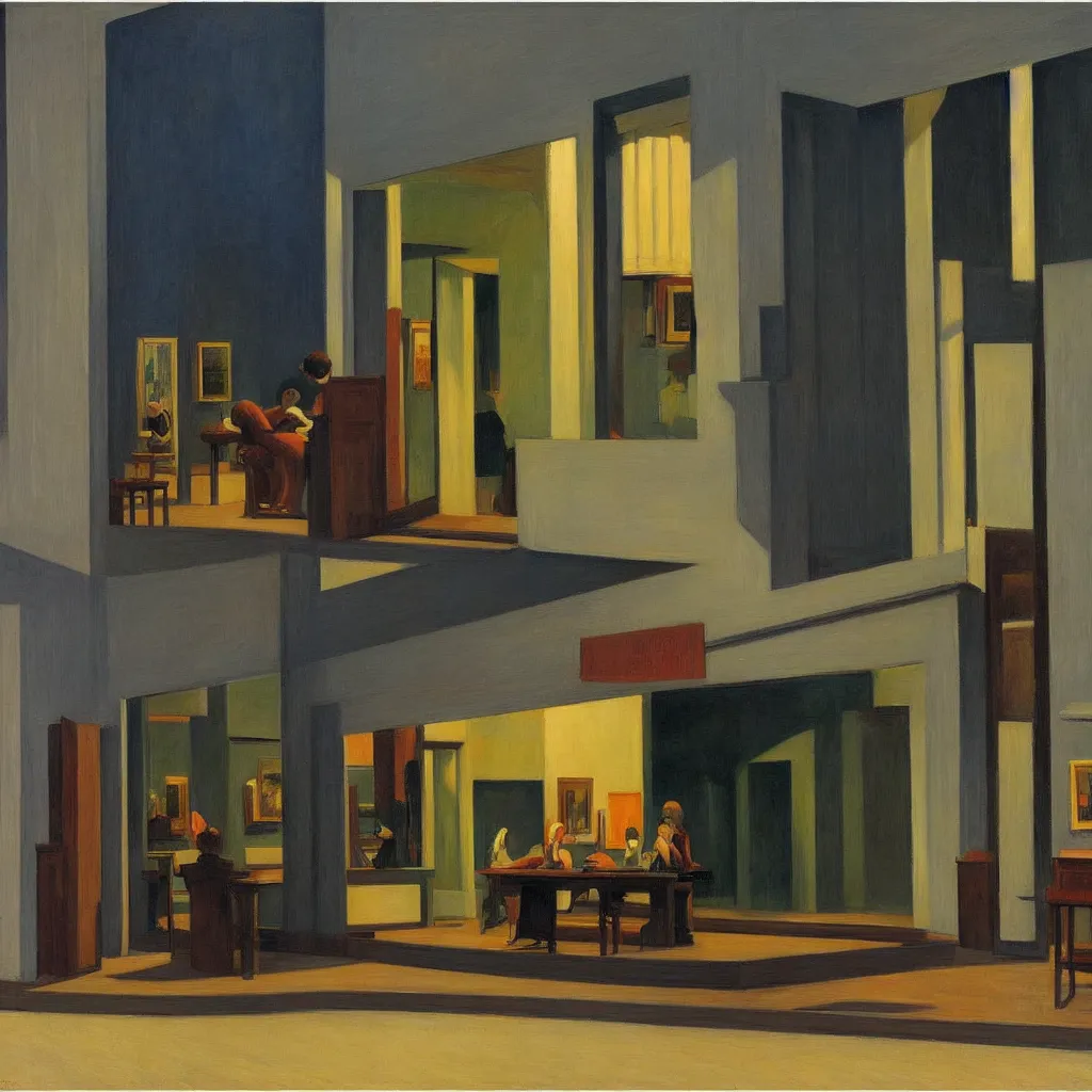 Image similar to art gallery by edward hopper