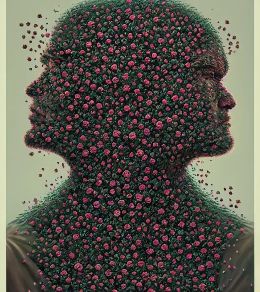 Image similar to portrait, nightmare anomalies, covered in tiny flowers by dariusz zawadzki, kenneth blom, mental alchemy, james jean, pablo amaringo, naudline pierre, contemporary art, hyper detailed