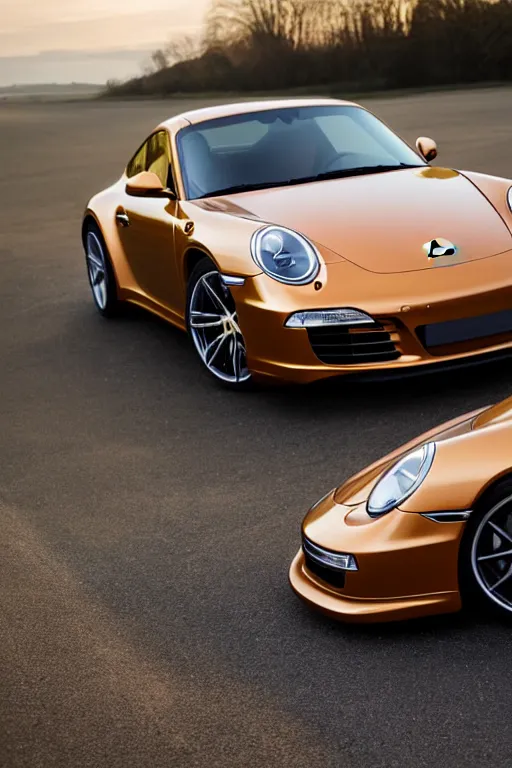 Prompt: Photo of a copper yellow Porsche 911 Carrera 3.2, daylight, dramatic lighting, award winning, highly detailed, fine art photography