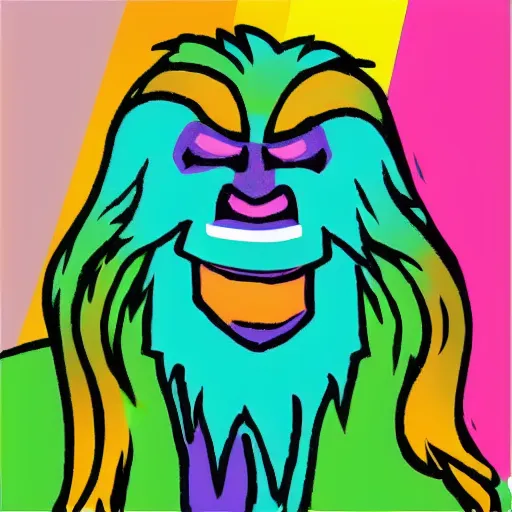 Prompt: rainbow smiling yeti. pop art.