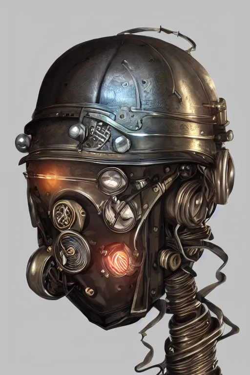 Image similar to steampunk helmet fantasy art mask robot ninja stylized digital illustration sharp focus, elegant intricate digital painting artstation concept art global illumination ray tracing advanced technology chaykin howard and campionpascale and cooke darwyn and davis jack