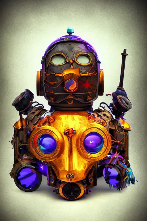 Image similar to colorful vivid steampunk mask minimalist fantasy art robot ninja helmet, global illumination ray tracing hdr fanart arstation by sung choi and eric pfeiffer and gabriel garza and casper konefal