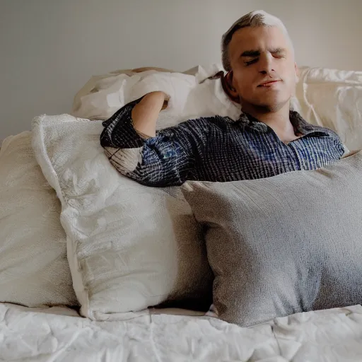 Image similar to person lounging on a pillow reading a book