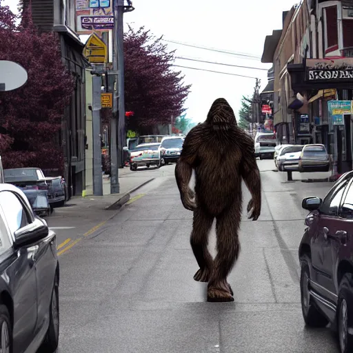 Image similar to bigfoot walking down the street in downtown Bremerton Washington