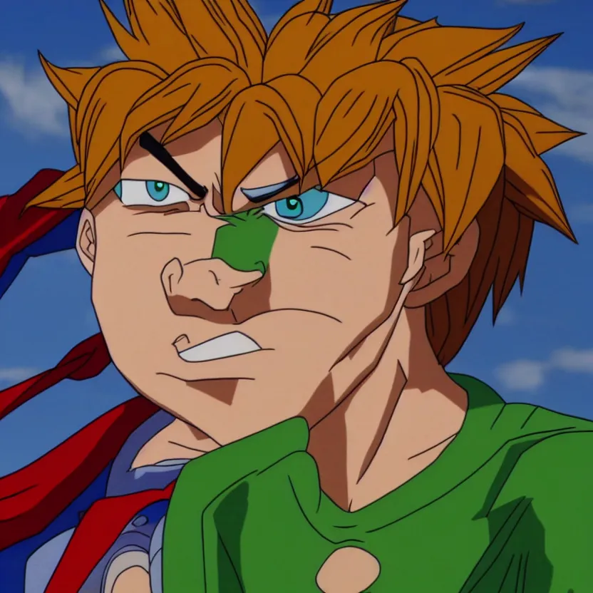 Image similar to shaggy rogers dressed like goku/superman detailed realistic High Resolution HD 8k