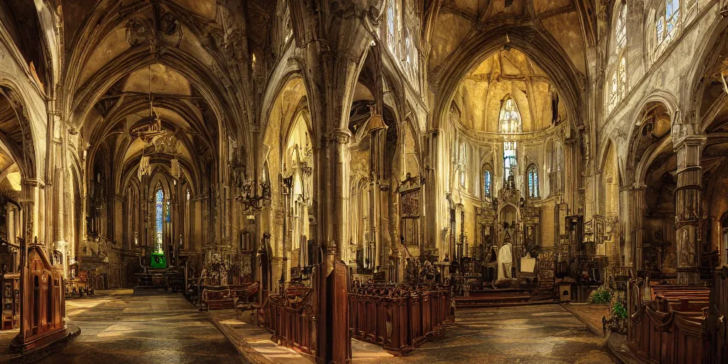 Image similar to a photo of a fantasy world, jesus, church