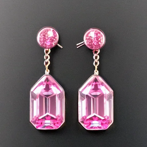 Image similar to jewelry design, a pair of pink crystal rose earrings