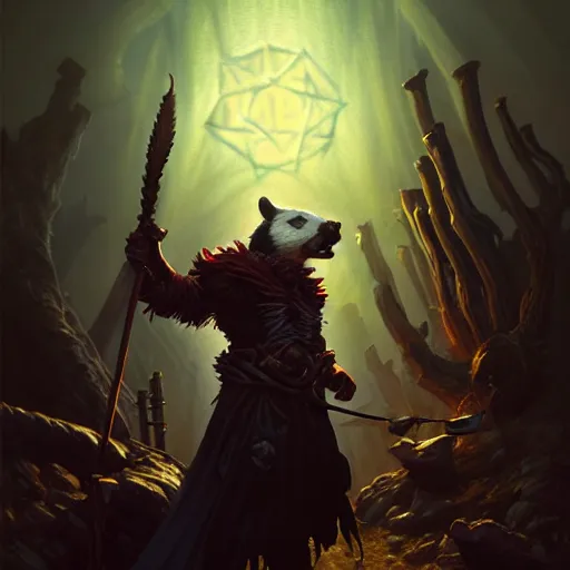 Image similar to Badger healer, spell, magic the gathering artwork, D&D, fantasy, cinematic lighting, centered, symmetrical, highly detailed, digital painting, artstation, concept art, smooth, sharp focus, illustration, volumetric lighting, epic Composition, 8k, art by Akihiko Yoshida and Greg Rutkowski and Craig Mullins, oil painting, cgsociety