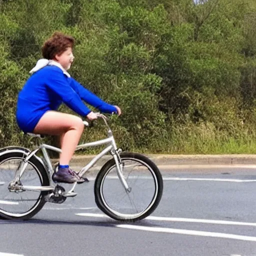 Prompt: A blue whale riding a bike