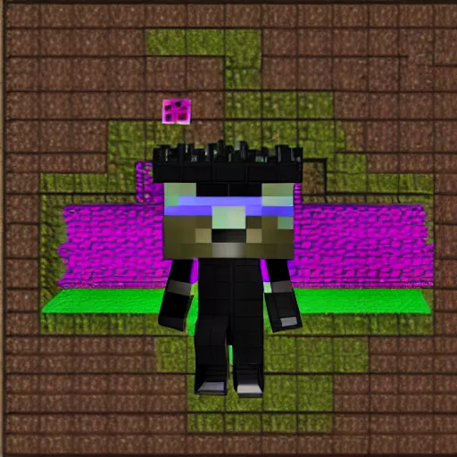 Image similar to black knight with horns, shooting beam of flowers from chest, minecraft style