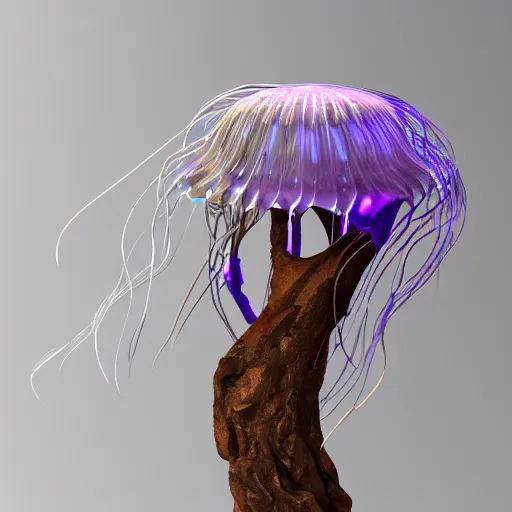 Prompt: side view a group of robot mechanical sense halitrephes maasai jellyfish's growing form tree branch, diode, lonely family, secret <, c 4 d, 8 k cleaning future, highly quality penetrating feeling bright light, cg special effect, cyberpunk, fantastic, sharp focus, smooth, unusual, octane render, crystal