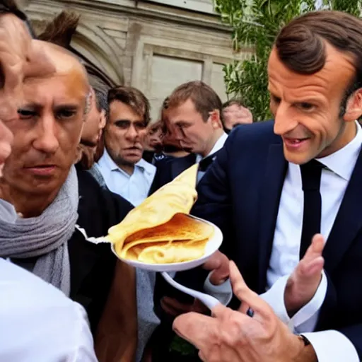 Image similar to emmanuel macron eats a crepe