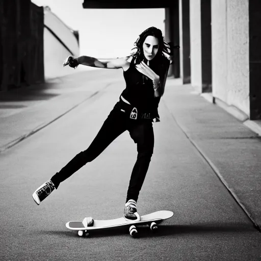 Image similar to gal gadot as a skateboarder, nikon 3 5 mm portrait photography, ultra realistic