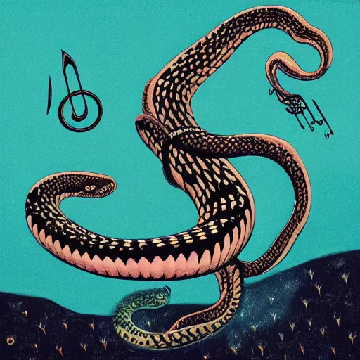 Image similar to a snake stars in singing i'm the rain album cover,