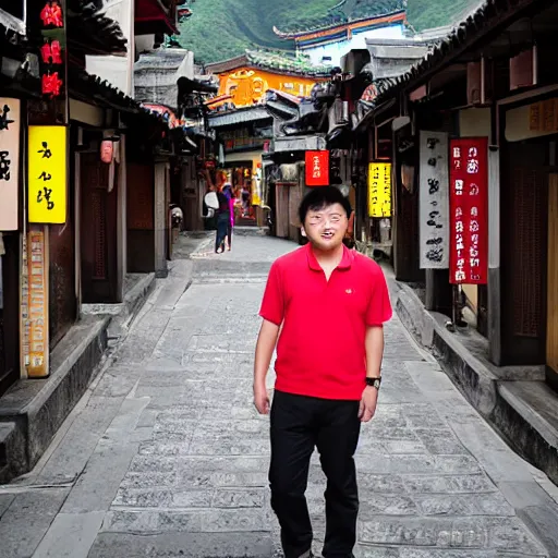 Prompt: portrait in jiufen taiwan professional portrait photo