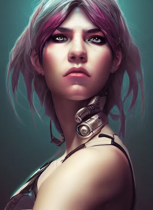 Image similar to portrait of a cyberpunk girl by Artgerm and Death Burger , post-apocalyptic, highly detailed, trending on artstation