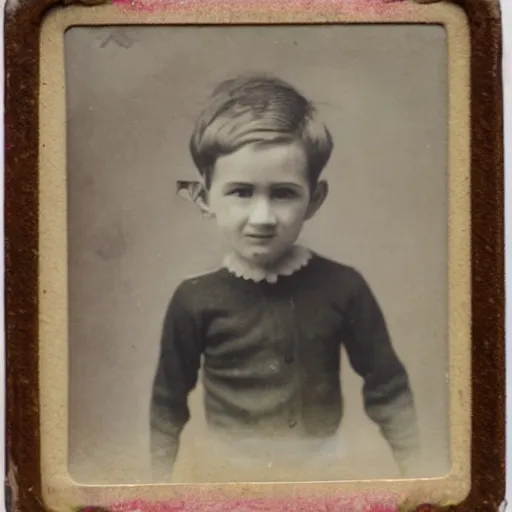 Prompt: Cheese boy, vintage portrait photo