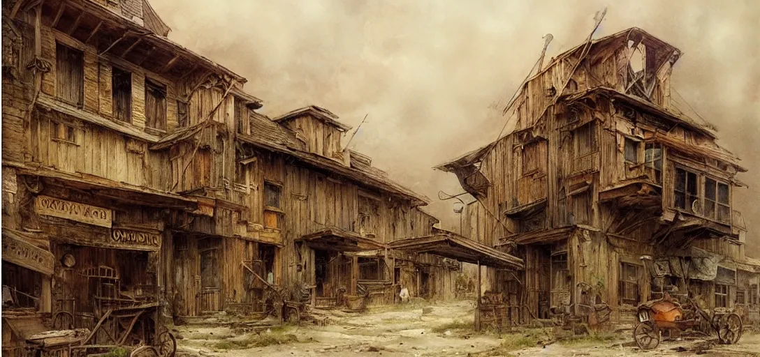 Image similar to (((((a ramshackle mining town))))) by Jean-Baptiste Monge!!!!!!!!!!!!!!!!!!!!!!!!!!!