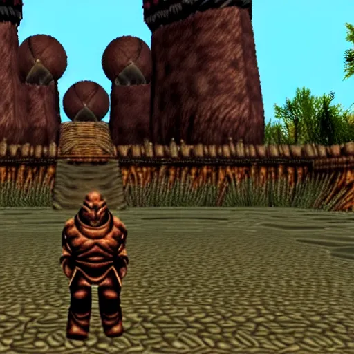 Image similar to kirby in morrowind, retro pc graphics, video game screenshot, retro 3 d, pc game, elder scrolls, morrowind