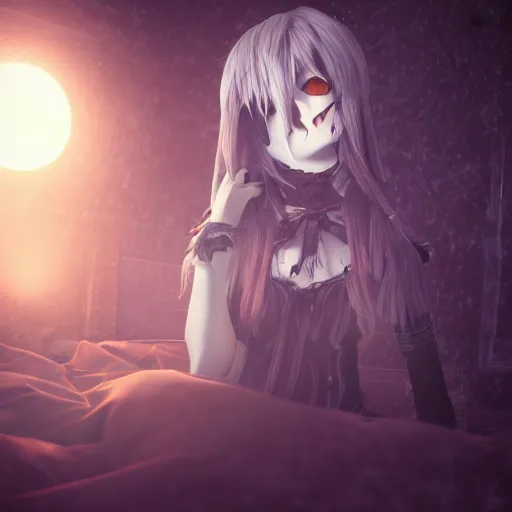 full shot portrait of angry darkness anime girl hidden, Stable Diffusion