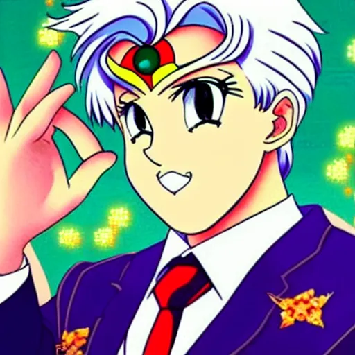 Image similar to lukashenko in style of sailor moon, anime, perfect faces, fine details