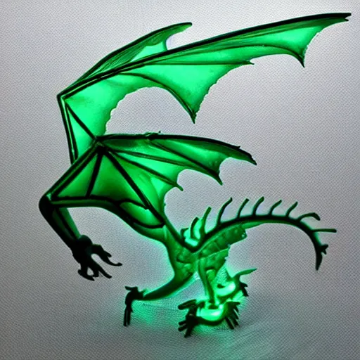 Prompt: a translucent bioluminescent dragon