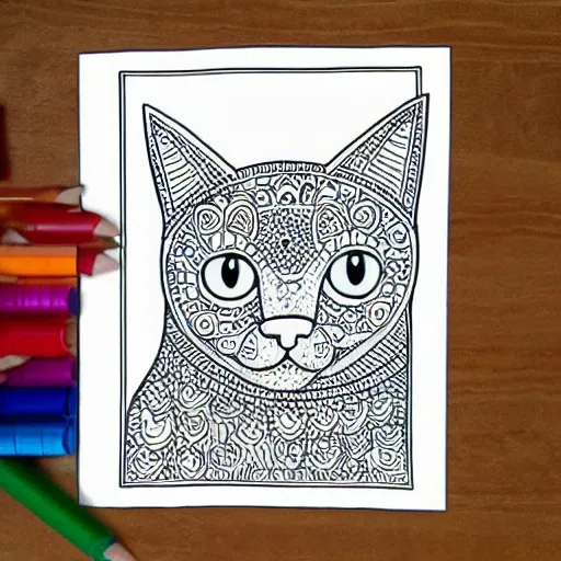 Image similar to cat coloring book page