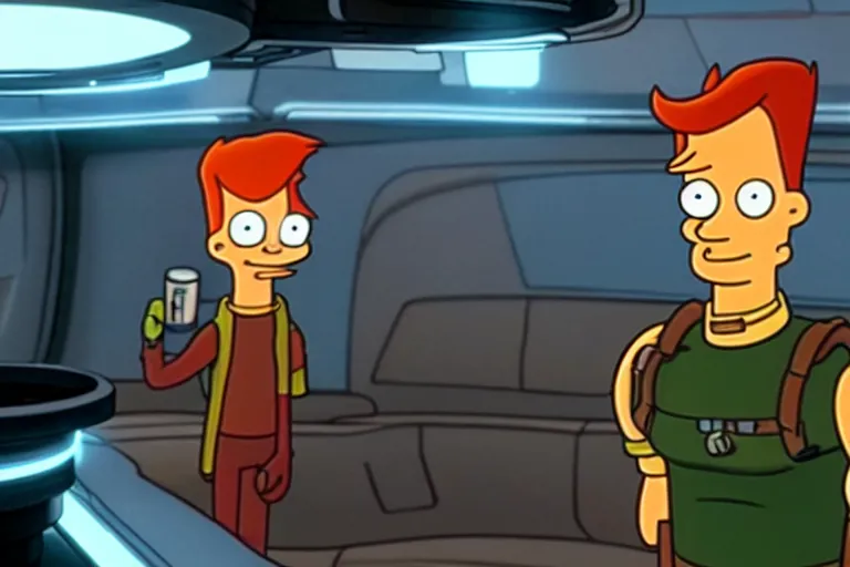 Prompt: live action film still of philip j. fry in the new sci - fi movie futurama