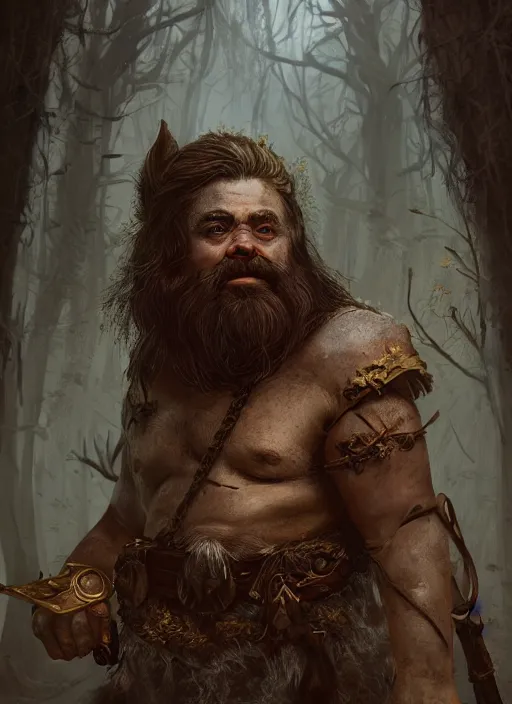 Image similar to Beautiful art portrait of a male fantasy dwarf in a dark temple surrounded by dead forest, atmospheric lighting, intricate detail, cgsociety, hyperrealistic, octane render, RPG portrait, ambient light, dynamic lighting