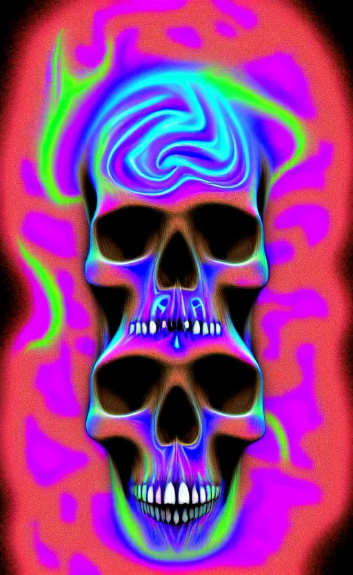 Prompt: skull made of Fractal flame, psychedelic