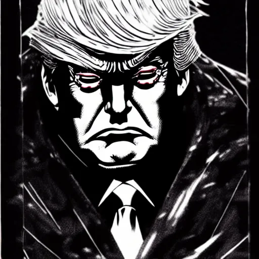 Image similar to Donald Trump looking sinister, by Tsutomu Nihei, highly detailed