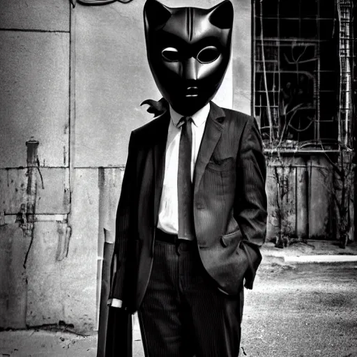 Image similar to man with a blacksad mask, photography