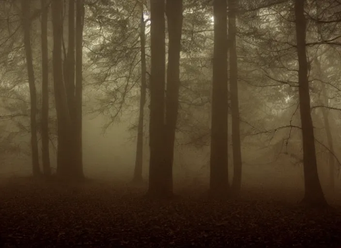 Prompt: scp - 0 9 6 hiding in a dark scary forest at night, fog, dark, scary, horror, creepy