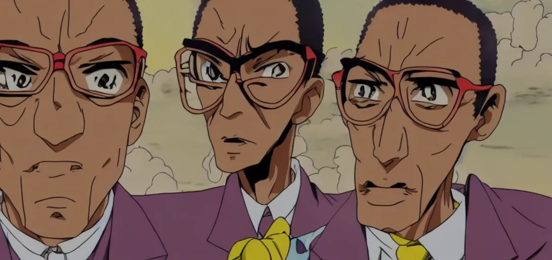 Prompt: Gustavo Fring in Jojo's Bizarre Adventure, anime screenshot, clean