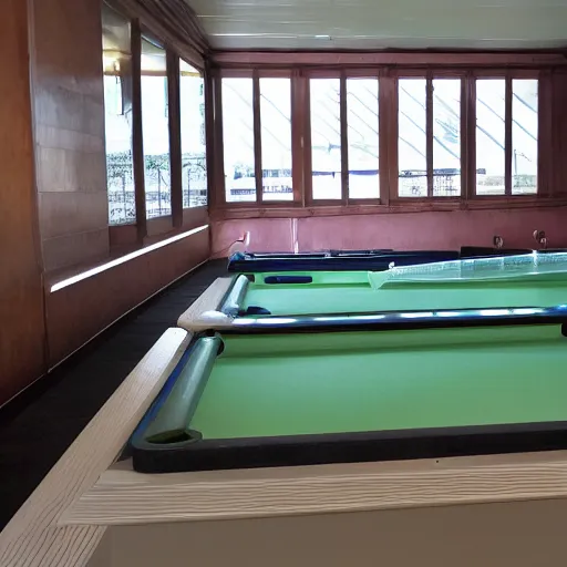 Prompt: poolrooms, liminal space,