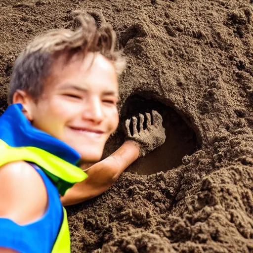 Image similar to a guy digging a hole and having a lot of fun