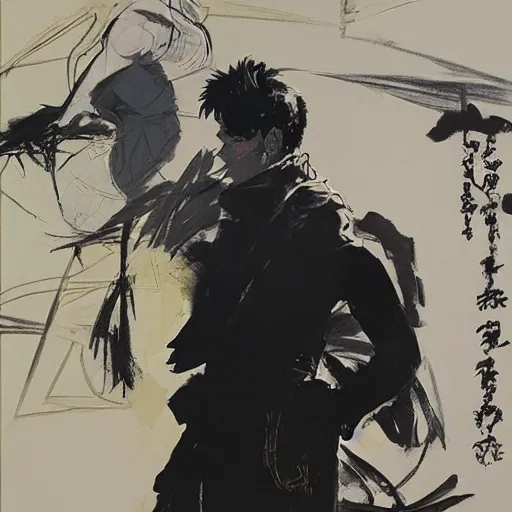 Image similar to a portrait of corto maltese dreaming about the forbidden city of valparaiso and the tango dancer he met there, oil on canvas by dave mckean and yoji shinkawa