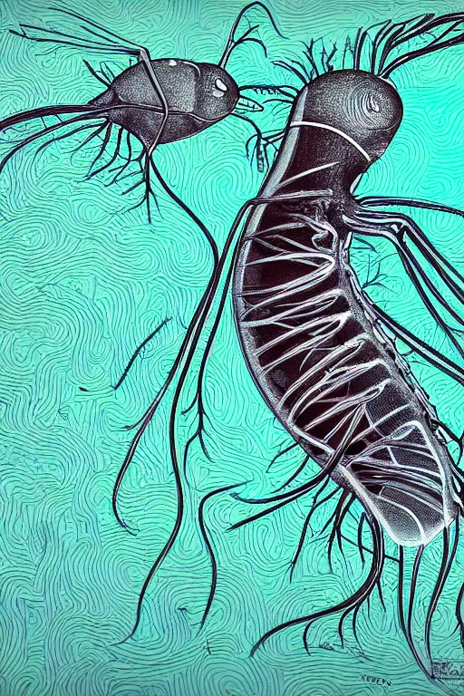 Image similar to a daphnia, highly detailed, digital art, sharp focus, trending on art station, illustration