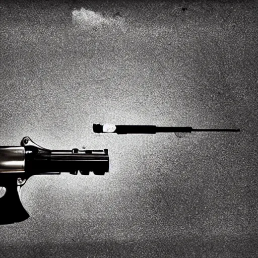 Prompt: stunning award winning photograph of a gun shooting a bottle