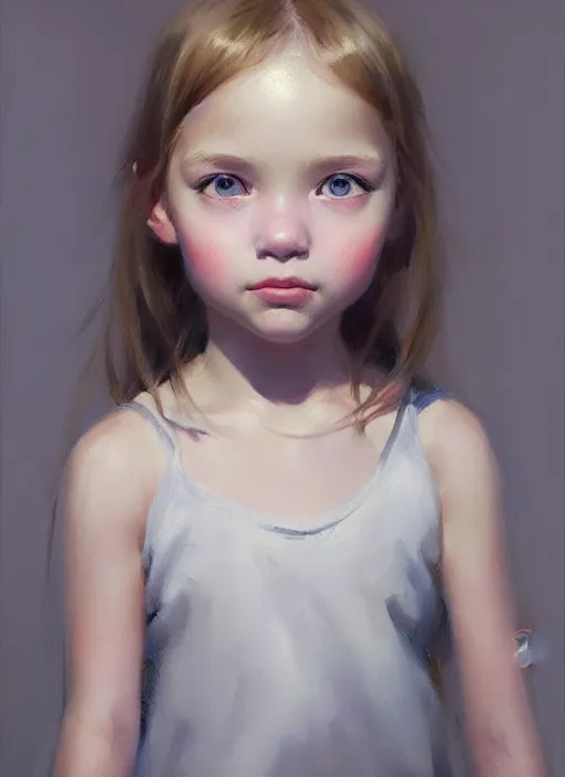 Prompt: realistic tender portrait of a young cute girl, symmetrical eyes, portrait illustration, trending on artstation, characterdesign, sharp focus, illustration, art by ruan jia, ghibli, elena shumilova, leah robinson