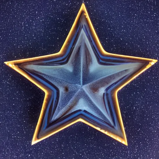 Image similar to dark blue glowing ceramic star shape, photograph