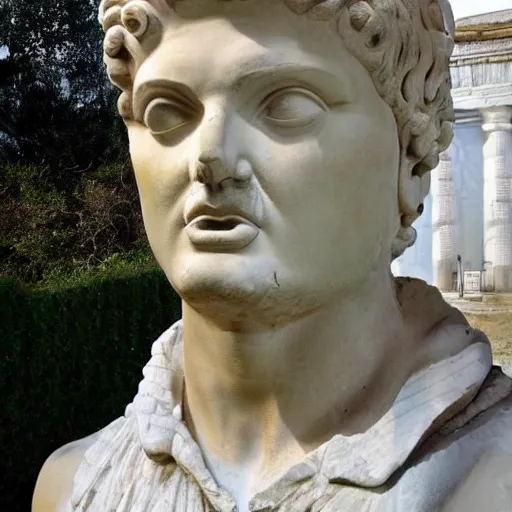 Image similar to Ancient Greek statue of Donald Trump looking smug