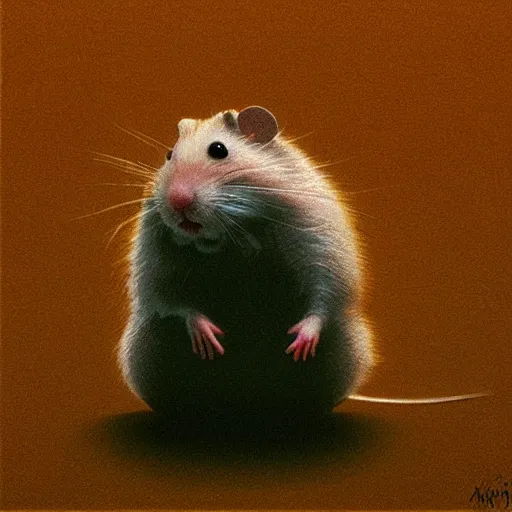 Prompt: a hamster in the style of Zdzislaw Beksinski