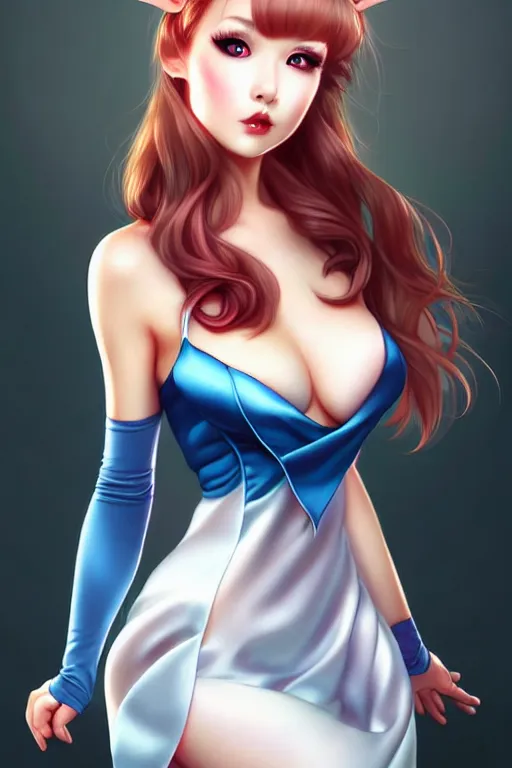 Image similar to Beautiful alluring Squirrel portrait in satin dress by Artgerm and WLOP, Pixiv