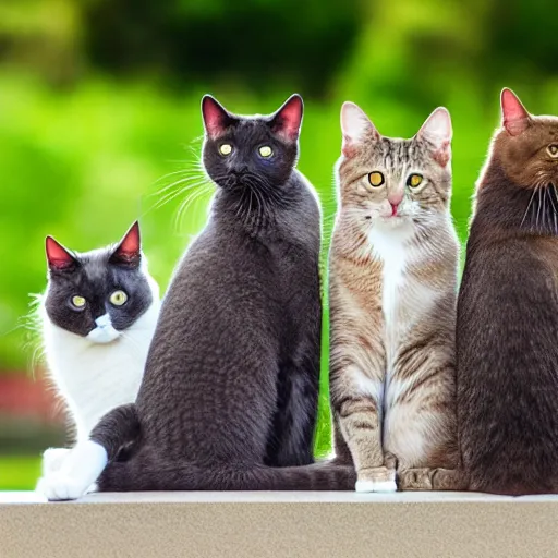 Prompt: add 5 cats to this image