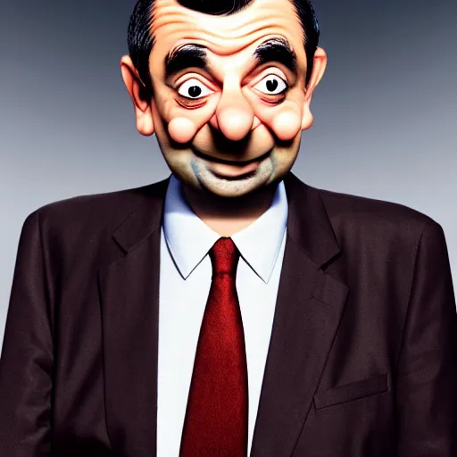 Prompt: rowan atkinson mr bean made from can of baked beans, mr bean with a sentient baked bean face, high definition