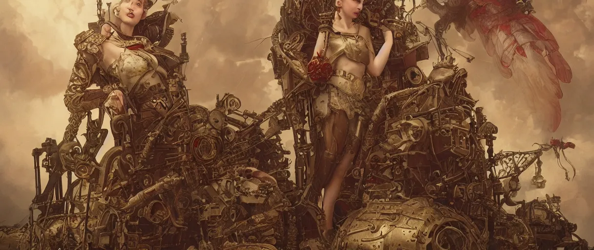 Image similar to epic war zeppelin, dieselpunk, dramatic lighting, silver gold red details, filigree, intricate details, cinematic, elegant, octane render, art nouveau, 8k post-processing, intricate art by John Collier and Albert Aublet and Krenz Cushart and Artem Demura and Alphonse Mucha